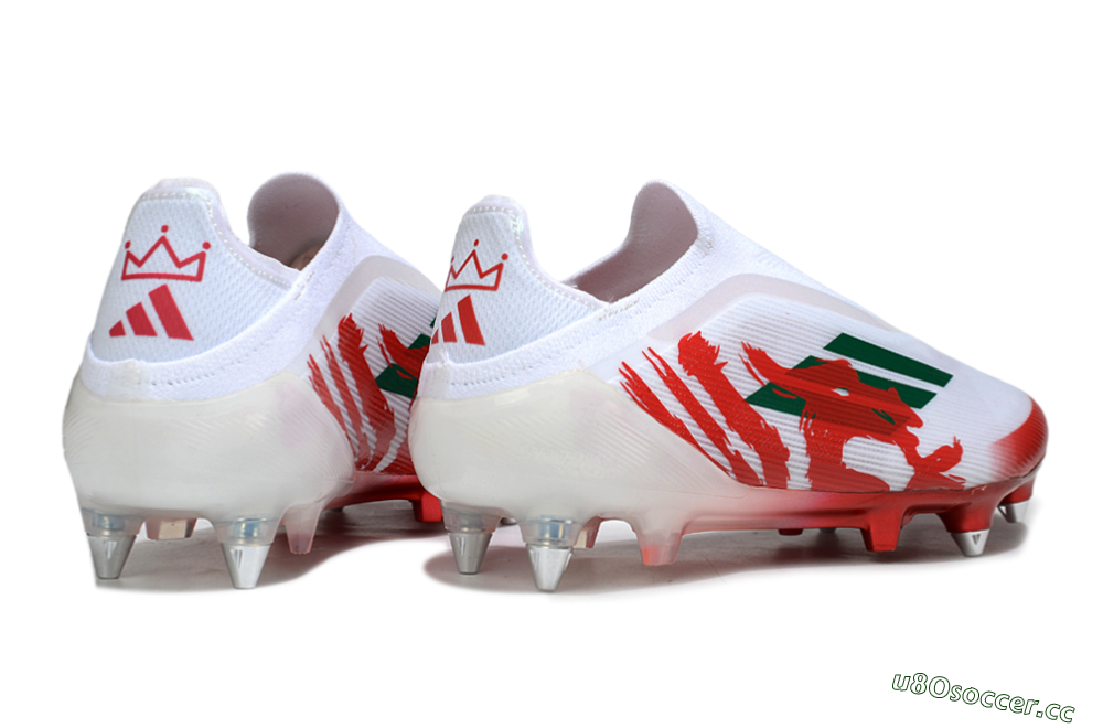 Men's Adidas F50 Elite Laceless SG Soft Ground Low-Tops Football Boots - White/Green/Red 6