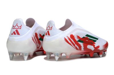 Men's Adidas F50 Elite Laceless SG Soft Ground Low-Tops Football Boots - White/Green/Red