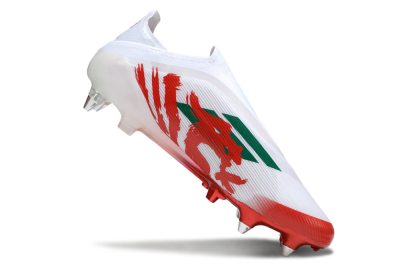 Men's Adidas F50 Elite Laceless SG Soft Ground Low-Tops Football Boots - White/Green/Red