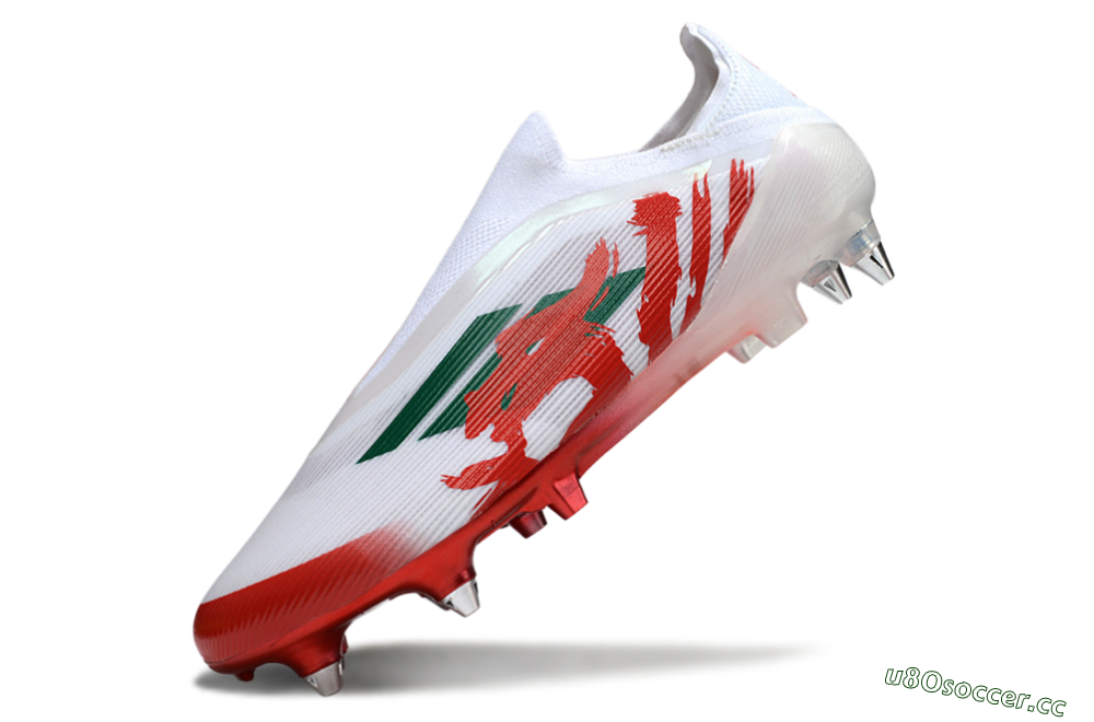 Men's Adidas F50 Elite Laceless SG Soft Ground Low-Tops Football Boots - White/Green/Red 5