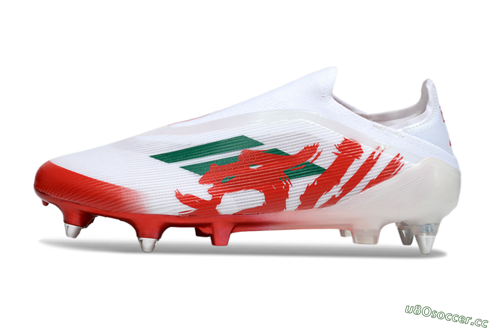 Men's Adidas F50 Elite Laceless SG Soft Ground Low-Tops Football Boots - White/Green/Red 0