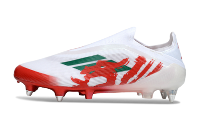 Men's Adidas F50 Elite Laceless SG Soft Ground Low-Tops Football Boots - White/Green/Red