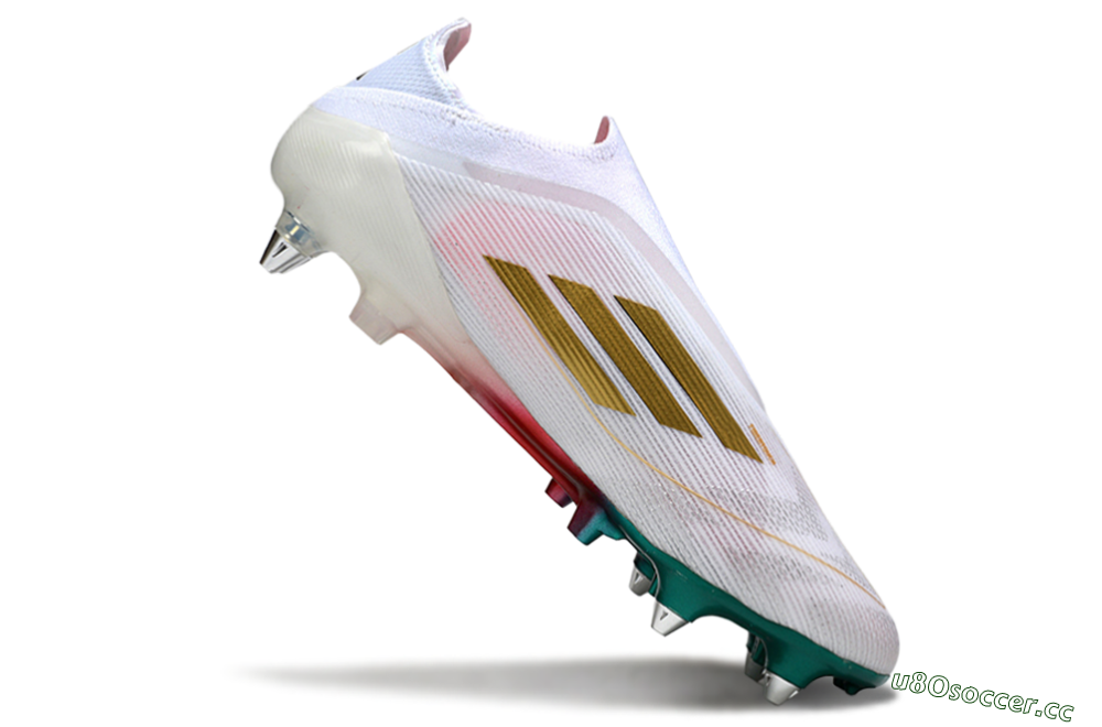 Men's Adidas F50 Elite Laceless SG Soft Ground Low-Tops Football Boots - White/Green/Gold/Red 4