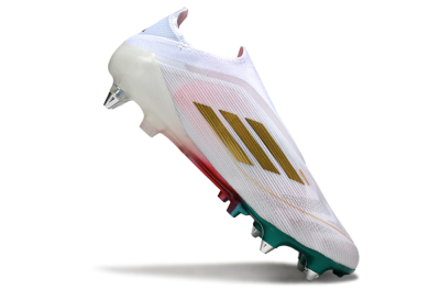Men's Adidas F50 Elite Laceless SG Soft Ground Low-Tops Football Boots - White/Green/Gold/Red
