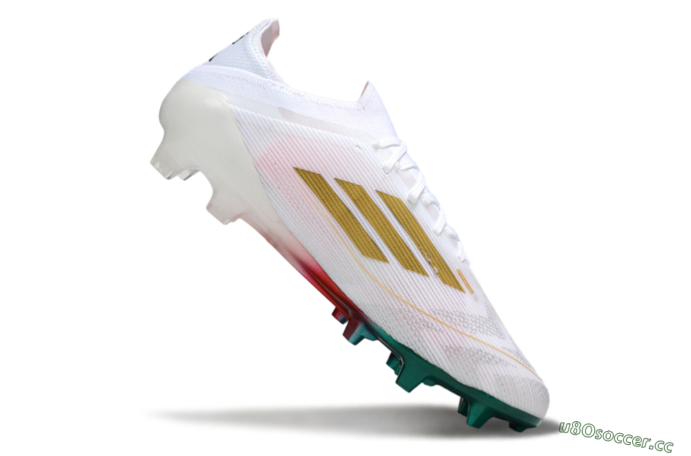 Unisex Adidas F50 Elite FG Firm Ground Low-Tops Football Boots - White/Green/Gold/Red 4