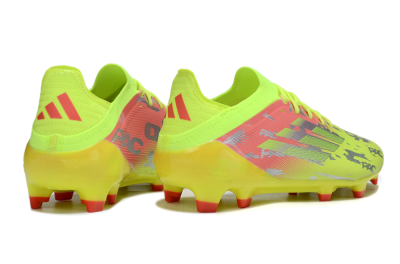 Unisex Adidas F50 Elite FG Firm Ground Low-Tops Football Boots - Yellow/Silver/Red