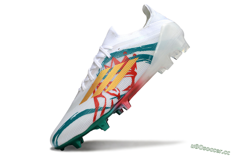 Unisex Adidas F50 Elite FG Firm Ground Low-Tops Football Boots - White/Green/Gold/Red 5