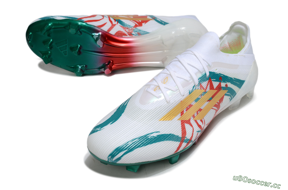 Unisex Adidas F50 Elite FG Firm Ground Low-Tops Football Boots - White/Green/Gold/Red 3