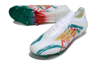 Unisex Adidas F50 Elite FG Firm Ground Low-Tops Football Boots - White/Green/Gold/Red