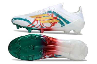 Unisex Adidas F50 Elite FG Firm Ground Low-Tops Football Boots - White/Green/Gold/Red