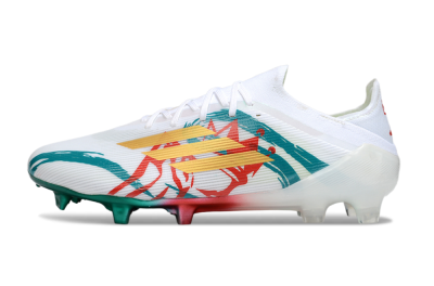 Unisex Adidas F50 Elite FG Firm Ground Low-Tops Football Boots - White/Green/Gold/Red