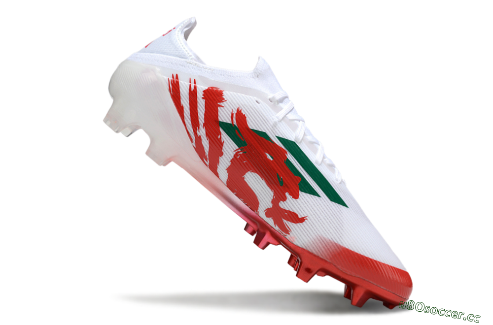 Unisex Adidas F50 Elite FG Firm Ground Low-Tops Football Boots - White/Green/Red 4