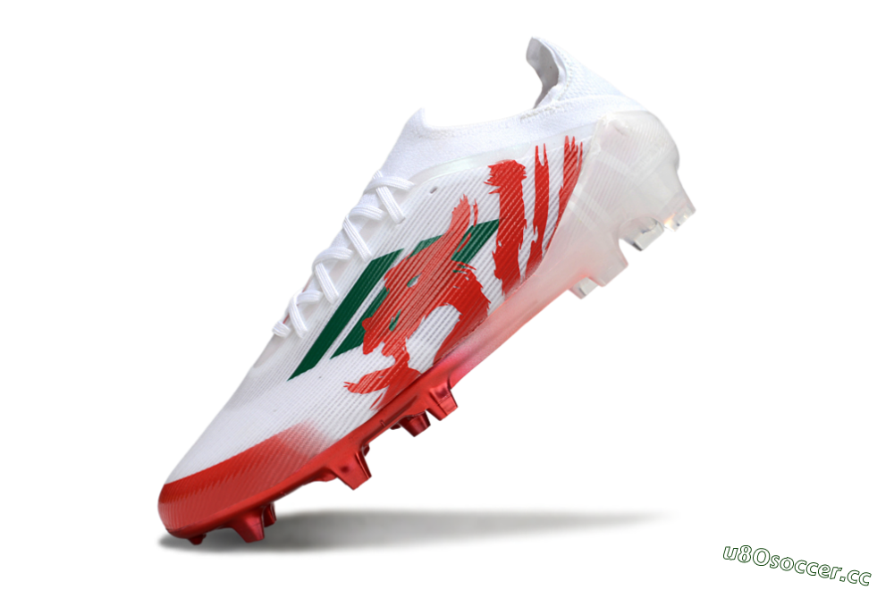 Unisex Adidas F50 Elite FG Firm Ground Low-Tops Football Boots - White/Green/Red 5