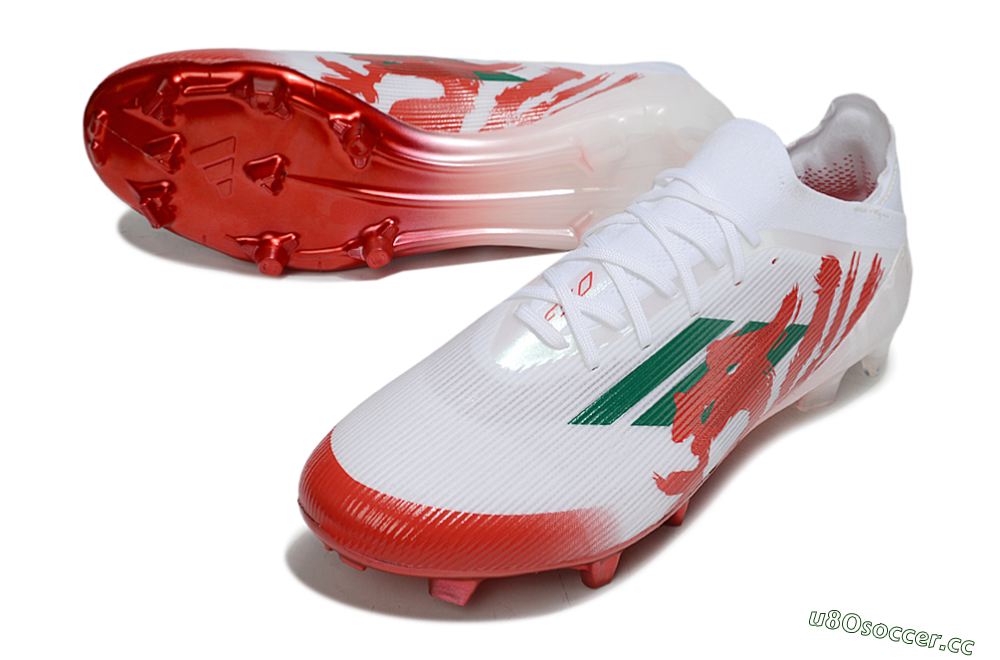 Unisex Adidas F50 Elite FG Firm Ground Low-Tops Football Boots - White/Green/Red 3