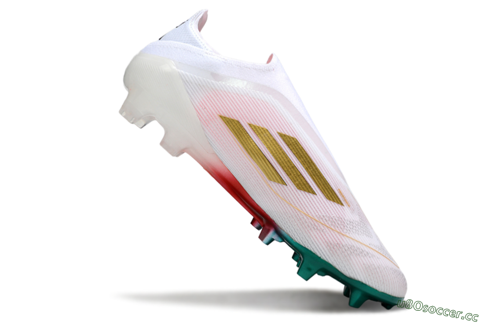 Unisex Adidas F50 Elite Laceless FG Firm Ground Low-Tops Football Boots - White/Green/Gold/Red 4