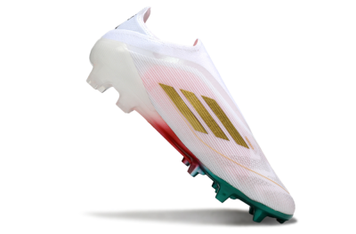 Unisex Adidas F50 Elite Laceless FG Firm Ground Low-Tops Football Boots - White/Green/Gold/Red