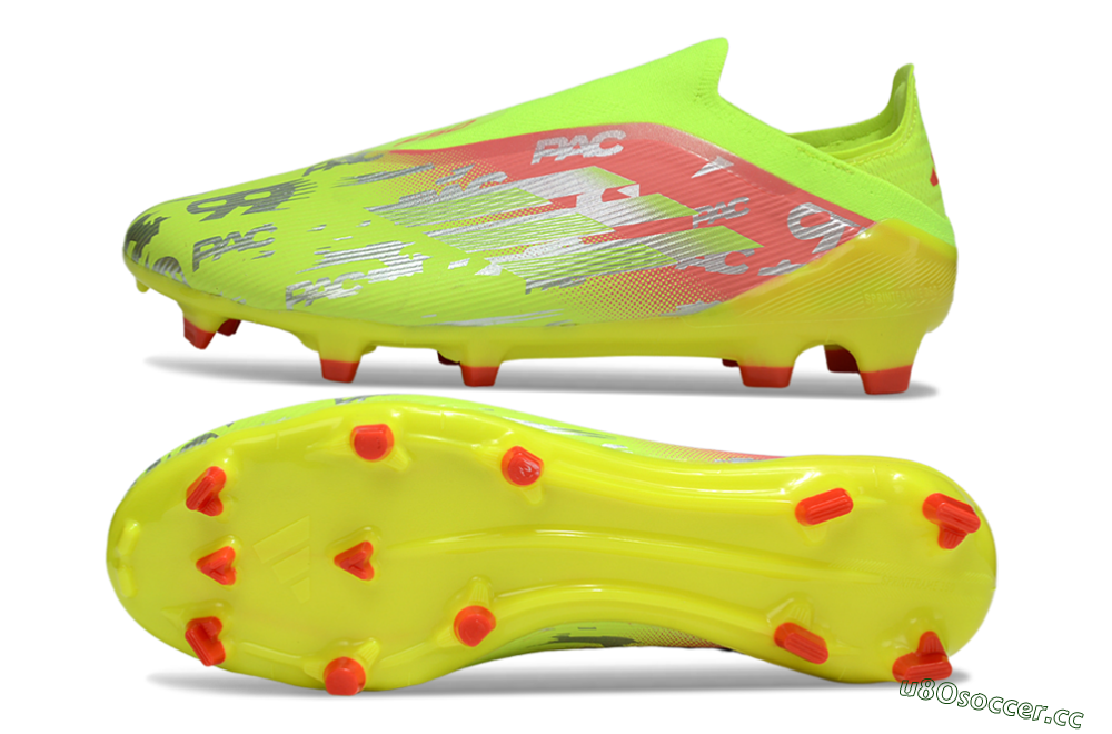 Unisex Adidas F50 Elite Laceless FG Firm Ground Low-Tops Football Boots - Yellow/Silver/Red 1