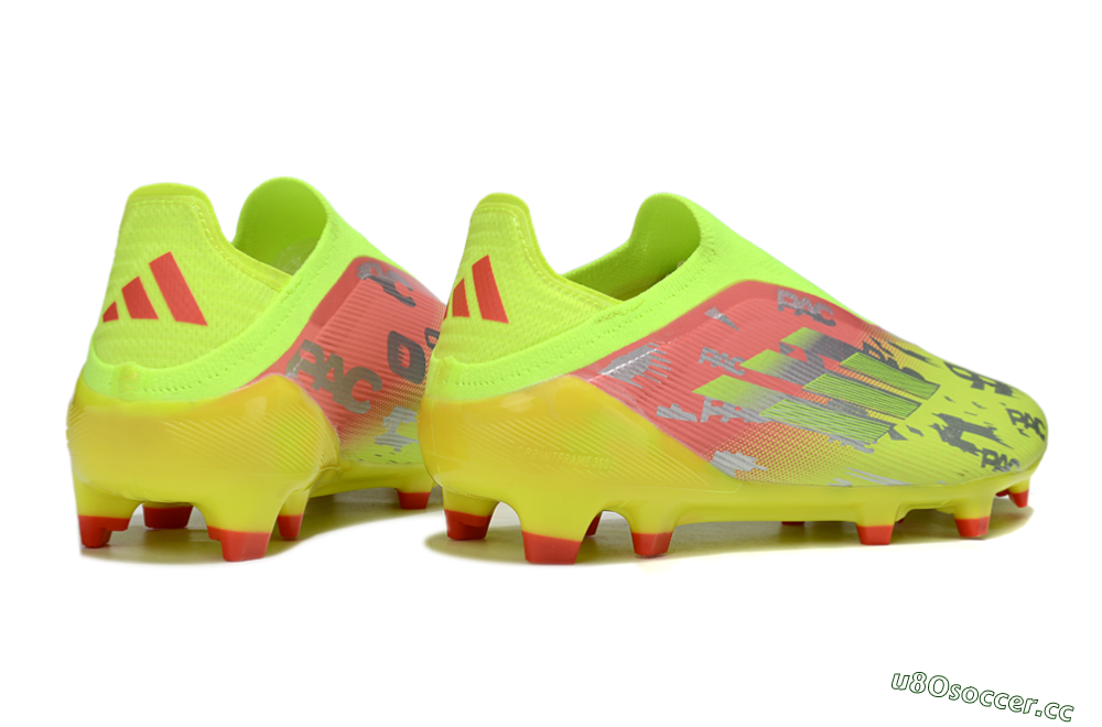 Unisex Adidas F50 Elite Laceless FG Firm Ground Low-Tops Football Boots - Yellow/Silver/Red 6