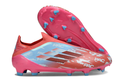Unisex Adidas F50 Elite Laceless FG Firm Ground Low-Tops Football Boots - Red/Blue/Pink