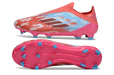 Unisex Adidas F50 Elite Laceless FG Firm Ground Low-Tops Football Boots - Red/Blue/Pink