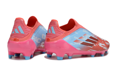 Unisex Adidas F50 Elite Laceless FG Firm Ground Low-Tops Football Boots - Red/Blue/Pink
