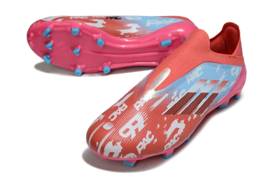 Unisex Adidas F50 Elite Laceless FG Firm Ground Low-Tops Football Boots - Red/Blue/Pink