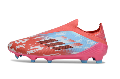 Unisex Adidas F50 Elite Laceless FG Firm Ground Low-Tops Football Boots - Red/Blue/Pink
