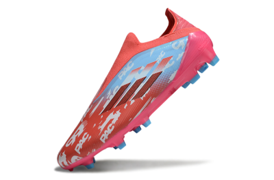 Unisex Adidas F50 Elite Laceless FG Firm Ground Low-Tops Football Boots - Red/Blue/Pink