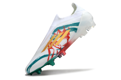 Unisex Adidas F50 Elite Laceless FG Firm Ground Low-Tops Football Boots - White/Green/Gold/Red