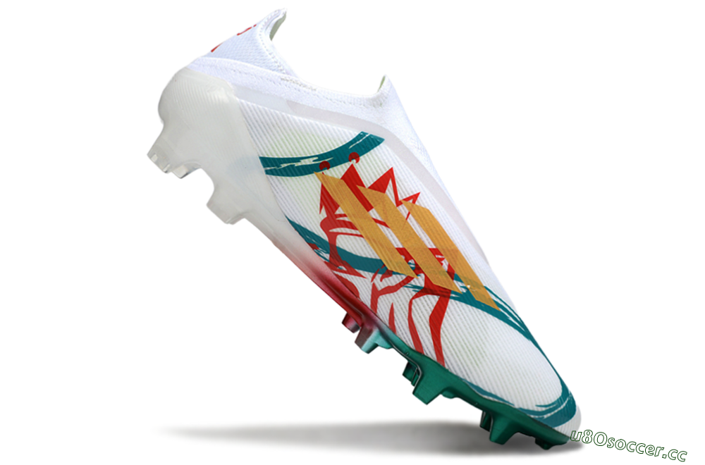 Unisex Adidas F50 Elite Laceless FG Firm Ground Low-Tops Football Boots - White/Green/Gold/Red 4