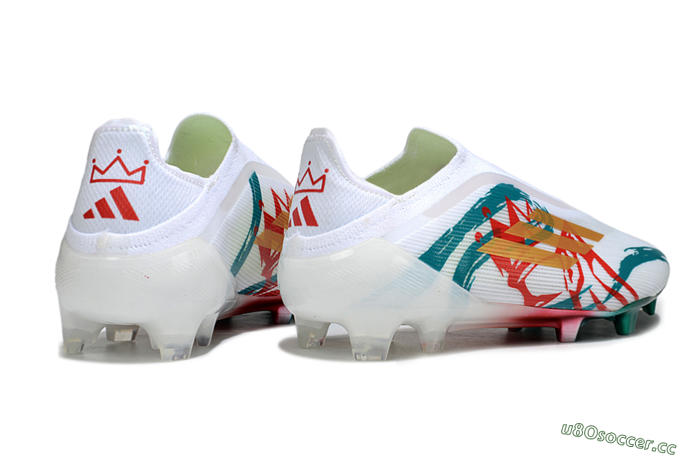 Unisex Adidas F50 Elite Laceless FG Firm Ground Low-Tops Football Boots - White/Green/Gold/Red 6
