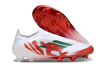 Unisex Adidas F50 Elite Laceless FG Firm Ground Low-Tops Football Boots - White/Green/Red