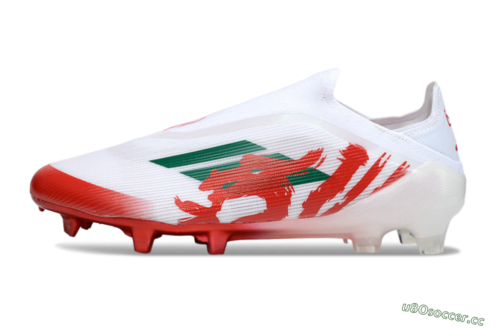 Unisex Adidas F50 Elite Laceless FG Firm Ground Low-Tops Football Boots - White/Green/Red 0
