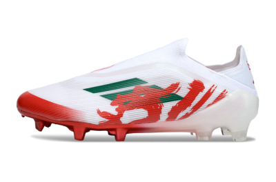 Unisex Adidas F50 Elite Laceless FG Firm Ground Low-Tops Football Boots - White/Green/Red