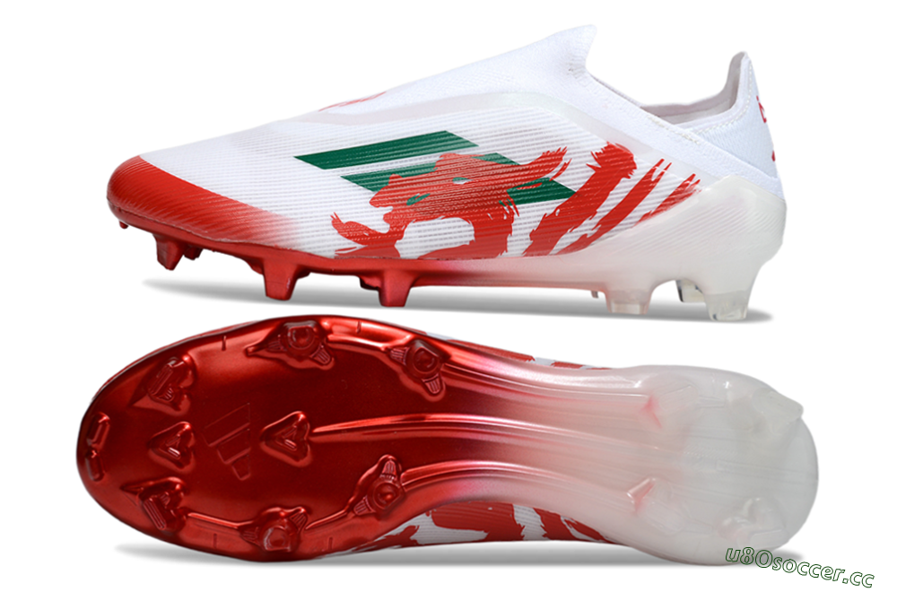 Unisex Adidas F50 Elite Laceless FG Firm Ground Low-Tops Football Boots - White/Green/Red 1