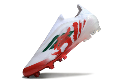 Unisex Adidas F50 Elite Laceless FG Firm Ground Low-Tops Football Boots - White/Green/Red