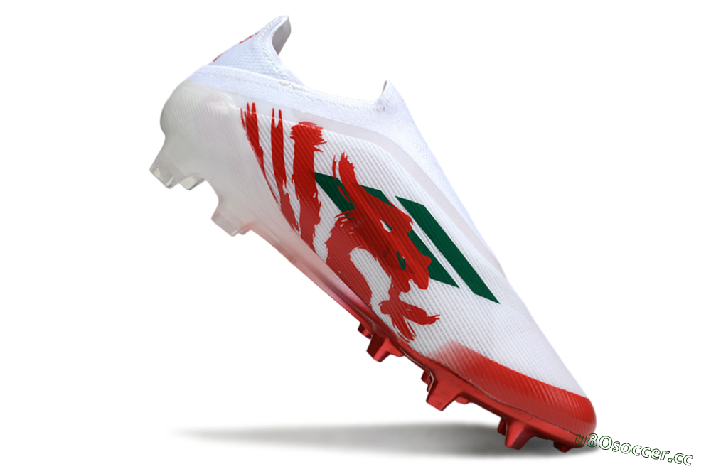 Unisex Adidas F50 Elite Laceless FG Firm Ground Low-Tops Football Boots - White/Green/Red 4