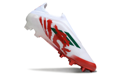 Unisex Adidas F50 Elite Laceless FG Firm Ground Low-Tops Football Boots - White/Green/Red