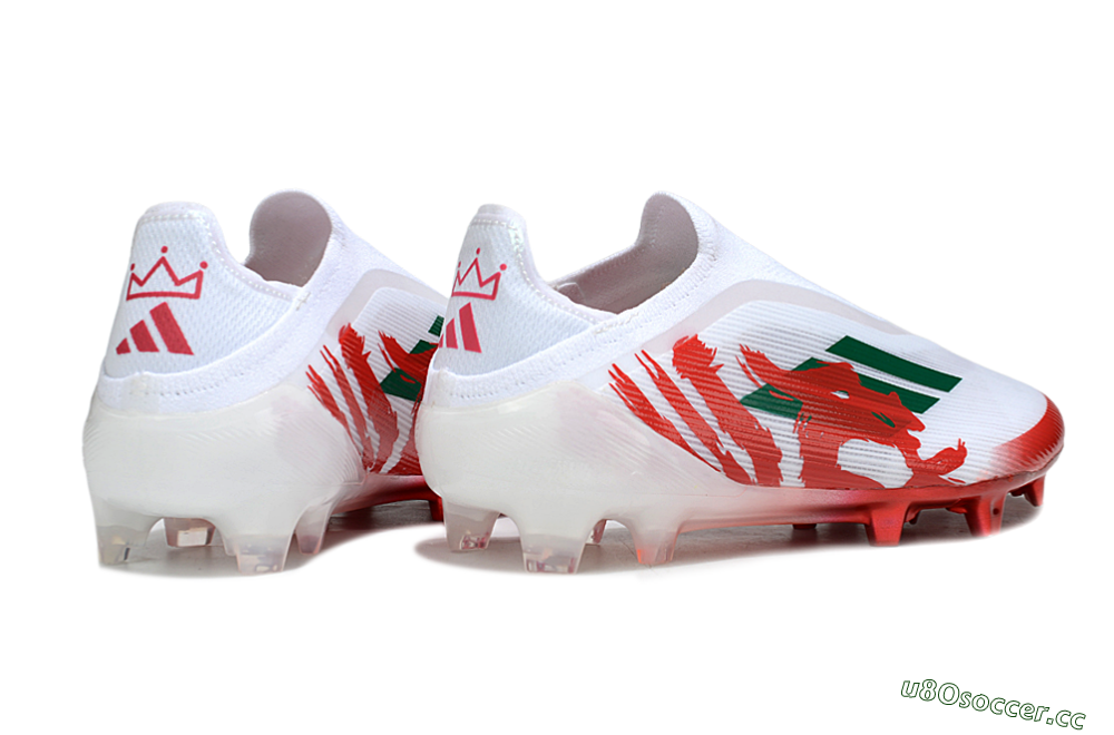Unisex Adidas F50 Elite Laceless FG Firm Ground Low-Tops Football Boots - White/Green/Red 6