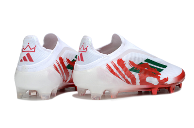 Unisex Adidas F50 Elite Laceless FG Firm Ground Low-Tops Football Boots - White/Green/Red