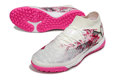 Men's Puma Future 8 Ultimate TF Artificial Turf Low-Tops Football Shoes - White/Black/Pink