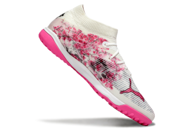 Men's Puma Future 8 Ultimate TF Artificial Turf Low-Tops Football Shoes - White/Black/Pink