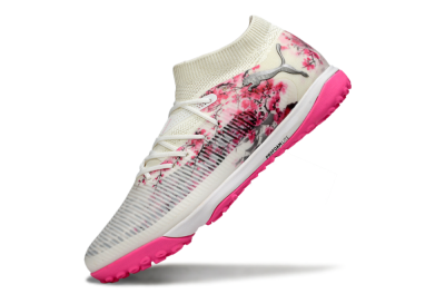 Men's Puma Future 8 Ultimate TF Artificial Turf Low-Tops Football Shoes - White/Black/Pink