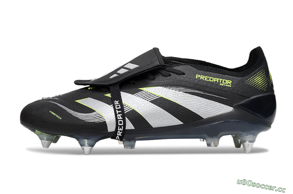 Men's Adidas Predator 25 Elite Foldover Tongue SG Soft Ground Low-Tops Football Boots - Black/Grey/Yellow 0