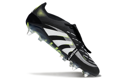 Men's Adidas Predator 25 Elite Foldover Tongue SG Soft Ground Low-Tops Football Boots - Black/Grey/Yellow