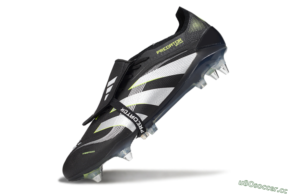 Men's Adidas Predator 25 Elite Foldover Tongue SG Soft Ground Low-Tops Football Boots - Black/Grey/Yellow 5