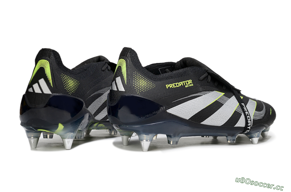 Men's Adidas Predator 25 Elite Foldover Tongue SG Soft Ground Low-Tops Football Boots - Black/Grey/Yellow 6