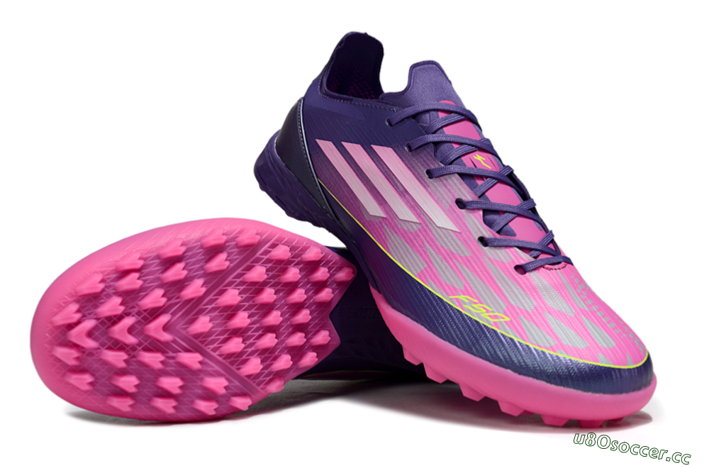 Unisex Adidas F50 Elite TF Artificial Turf Low-Tops Football Shoes - Pink/Purple/Yellow 3