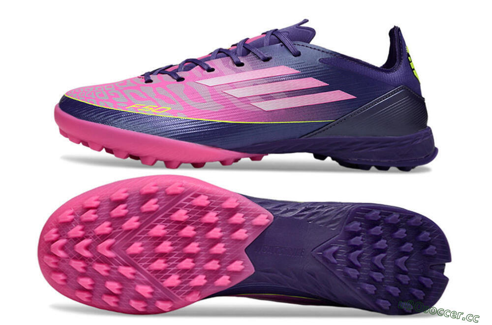 Unisex Adidas F50 Elite TF Artificial Turf Low-Tops Football Shoes - Pink/Purple/Yellow 1