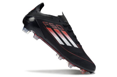 Men's Adidas F50 Elite FG Firm Ground Low-Tops Football Boots - Black/Silver/Red